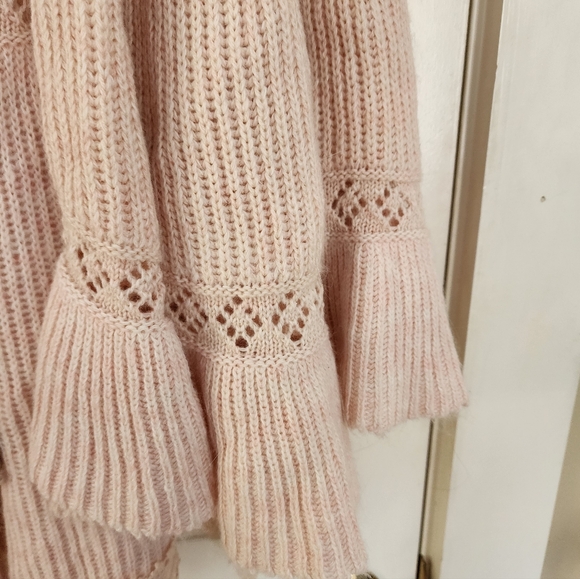 Pol Oversized Pink Babydoll Sweater Size Small Knit Lace Feminine Romantic - Picture 10 of 11